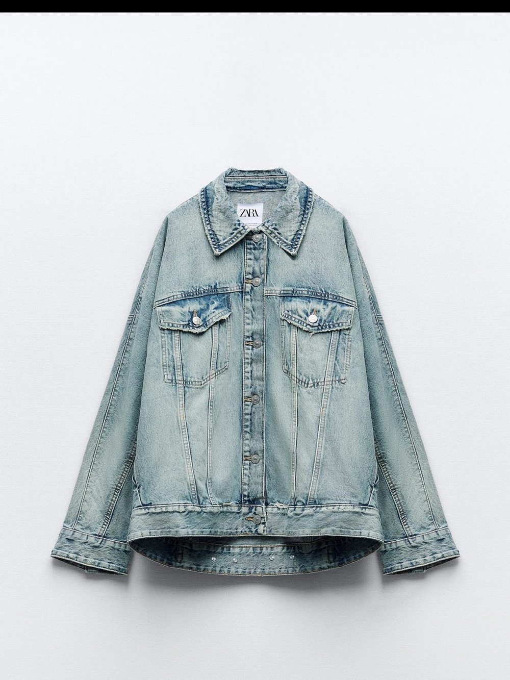 Zara oversized distressed Denim Jacket M/L